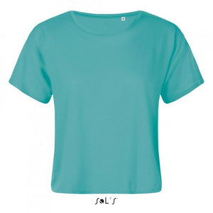 Sols Maeve Crop Top  Tee for beech Gym or Casual wear sizes S - XL -Teal Blue