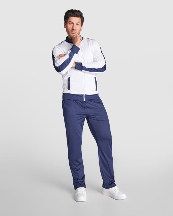 Up The Dubs  Full Zip Retro Tracksuit Top & Trousers - Navy and Sky