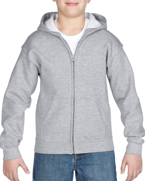 Gildan Childrens Full Zip Hoody - Grey