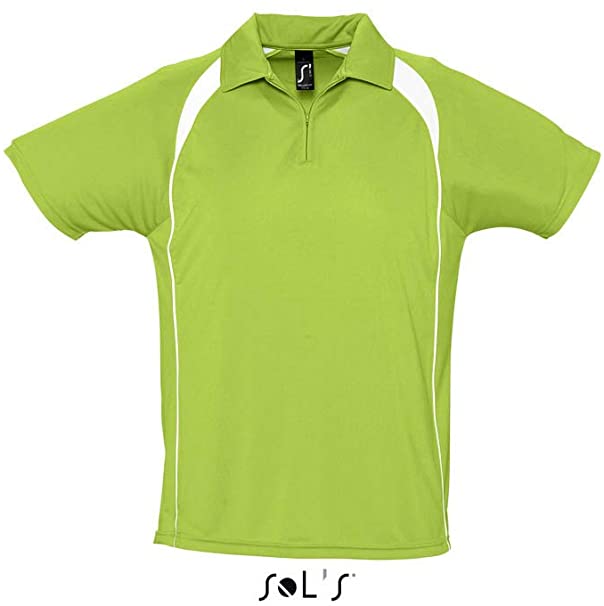 Sols Green and White Palladium sports polo with Zip