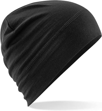 Beechfield Black Ultra Lightweight Merino wool Beanie