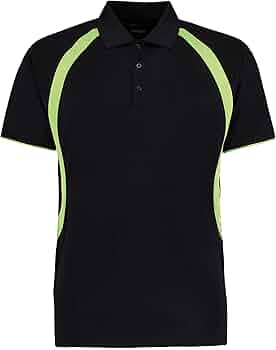 Black and Lime Short Sleeve Sports Polo Shirt - Adult Sizes
