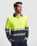 Vega High-visibility Long-sleeve polo shirt in technical fabric
