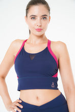 Load image into Gallery viewer, MLK Navy and Pink Bra Top with Thick Straps