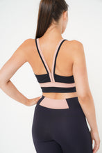 Load image into Gallery viewer, MLK Black Sports Bra with nude straps
