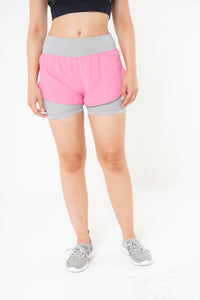 MLK Pink Ladies shorts with Grey  Waistband and Grey Undershorts