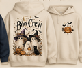 Boo Crew original Halloween artwork on Vanilla Milkshake hoodie, front and back mock-up