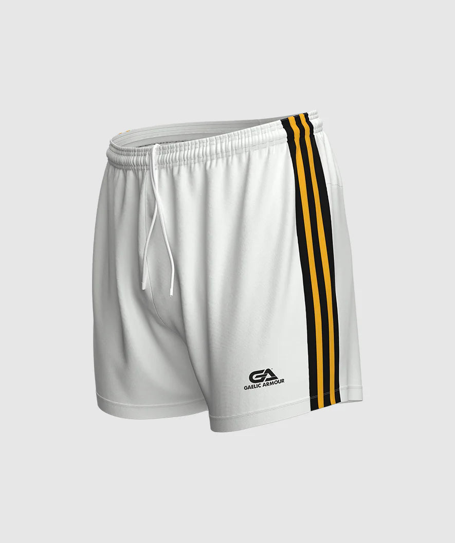 Gaelic Armour White Black and Amber Match Shorts