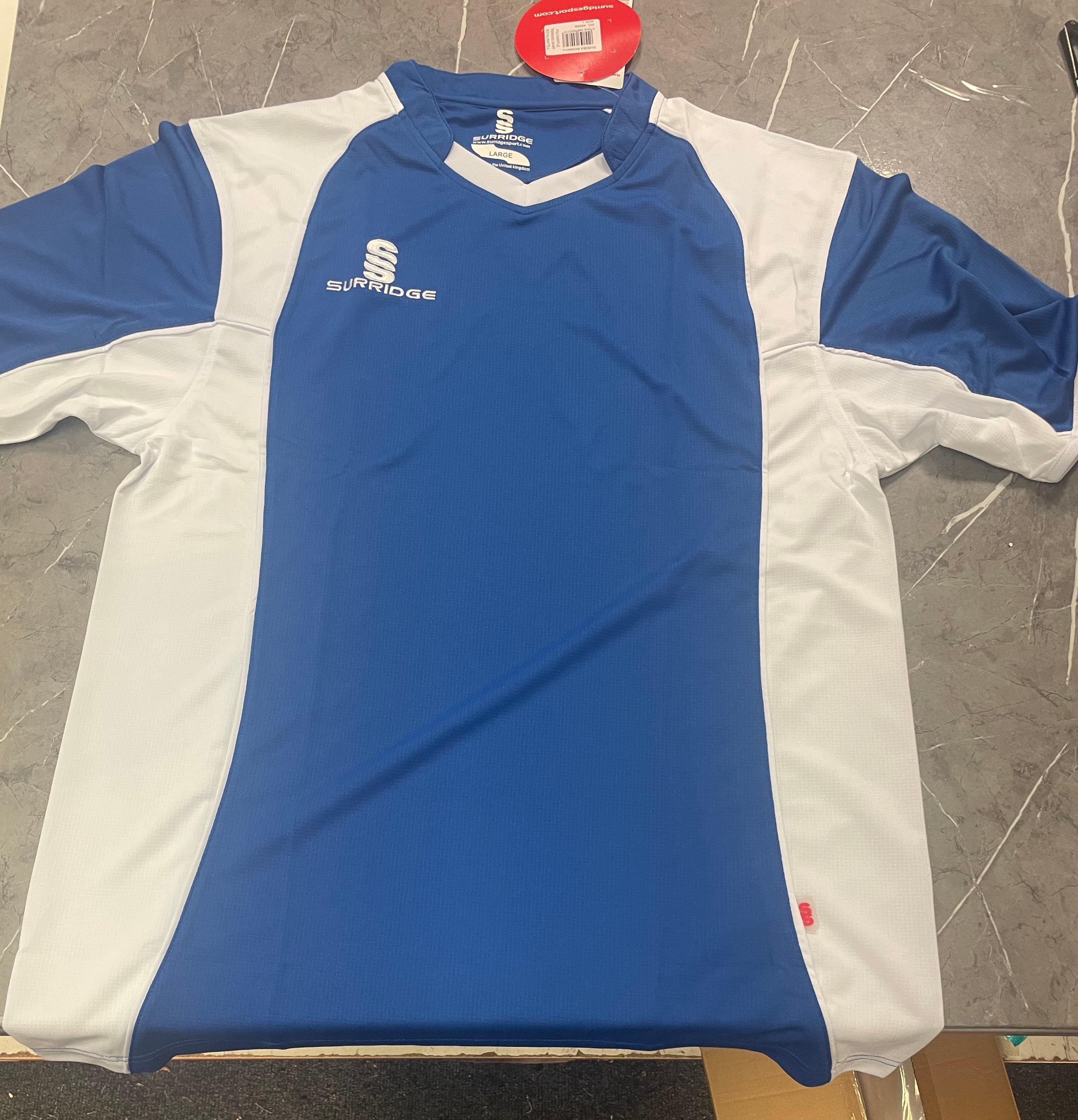 Surridge High Quality Training Tee / Jersey Royal Blue and White - reduced to clear €2.50