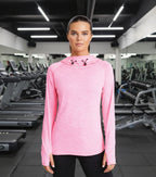 AWDis Ladies Cool Cowl Neck Top - Sports Fitness Hoodie Grey Melange