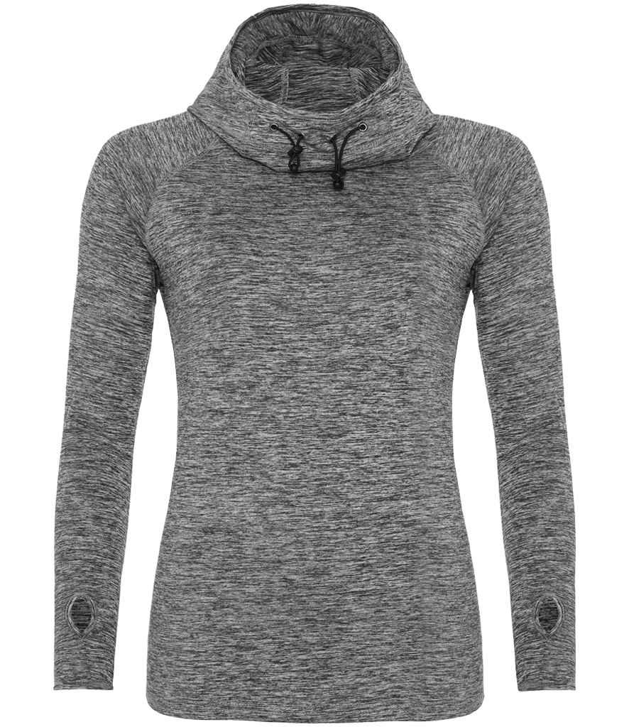 AWDis Ladies Cool Cowl Neck Top - Sports Fitness Hoodie Grey Melange