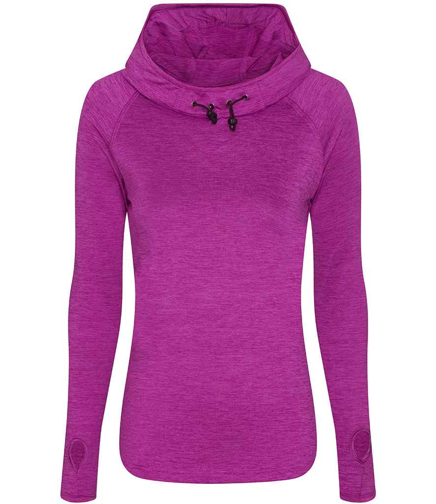 AWDis Ladies Cool Cowl Neck Top - Sports Fitness Hoodie Raspberry Pink