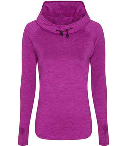 AWDis Ladies Cool Cowl Neck Top - Sports Fitness Hoodie Raspberry Pink