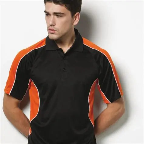 Black and Orange Short Sleeve Sports Polo Shirt - Adult Sizes
