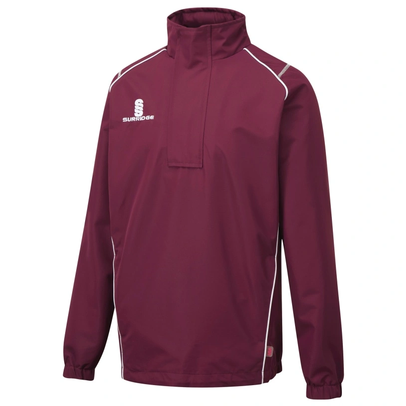 High Quality quarter Zip mesh Lined Rain Jacket - Maroon colour