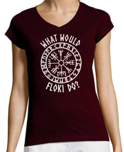 Load image into Gallery viewer, Ladies V-Neck What would FLOKI Do Tribute Tee