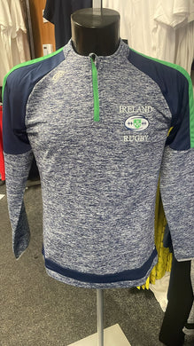 Ireland Rugby Navy Marl and  Green performance half zip - Childrens and Adult sizes