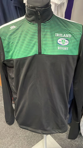 Ireland Rugby Black and Green performance half zip - Childrens and Adult sizes -