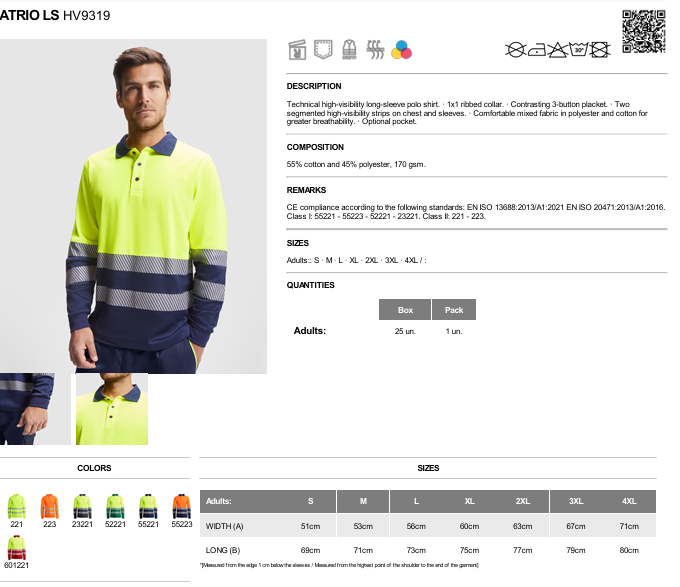 Atrio Long Sleeved Technical high-visibility short-sleeve polo shirt.