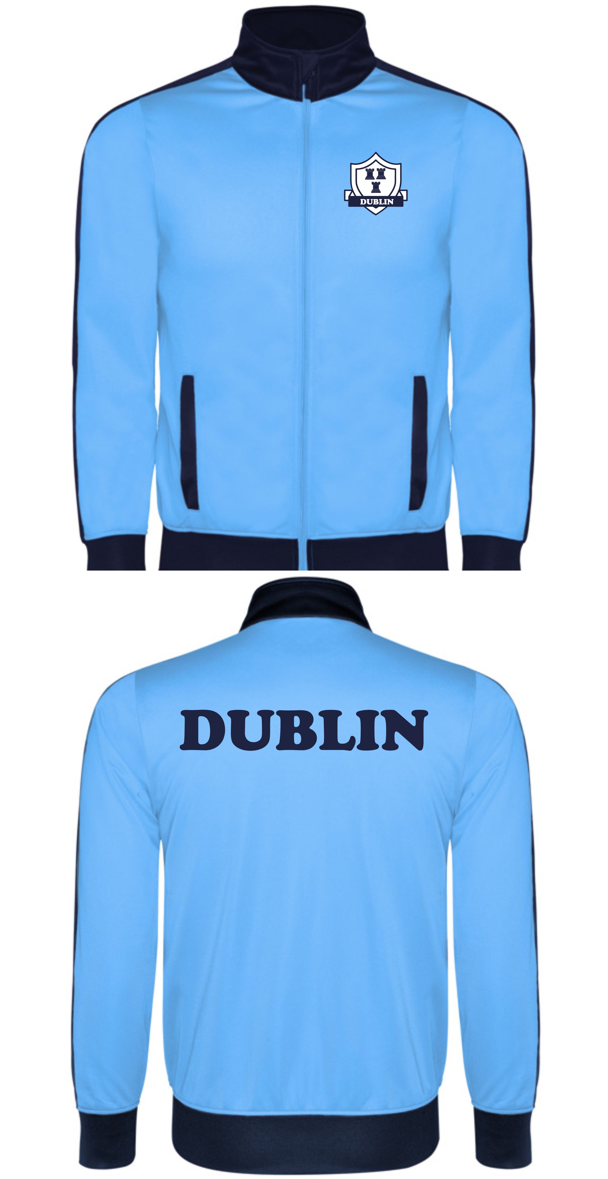 Up The Dubs  Full Zip Retro Tracksuit Top & Trousers - Navy and Sky
