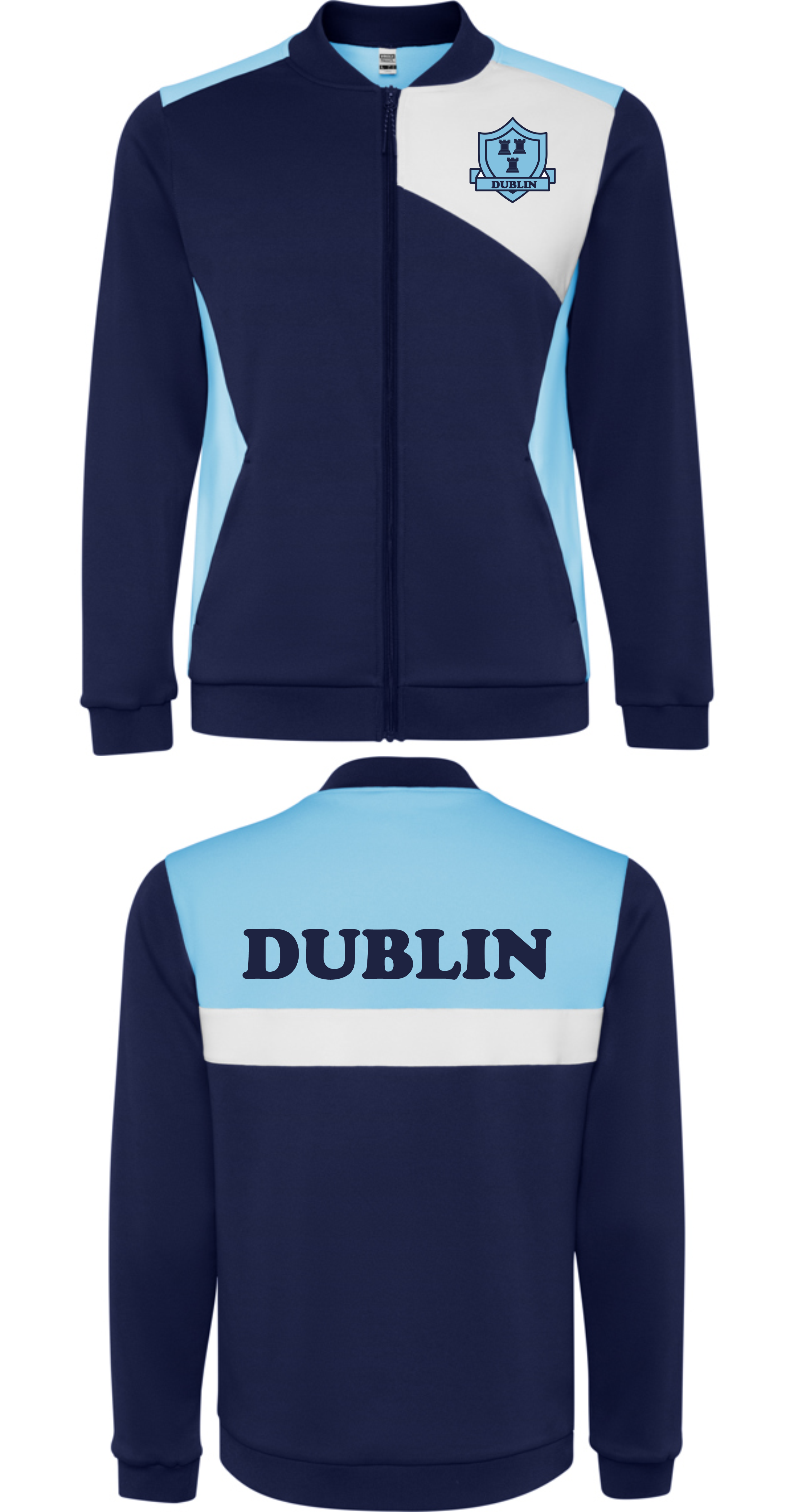 Up The Dubs  Full Zip Tracksuit Top - Navy and Sky