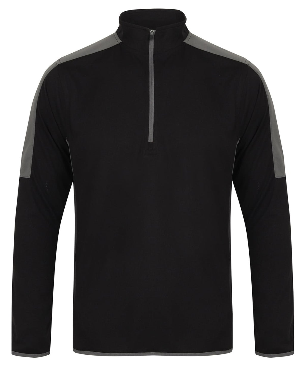 ¼ zip mid-layer with contrast panelling
