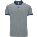 Heather Navy Polo Shirt with contrast collar and cuffs - All sizes