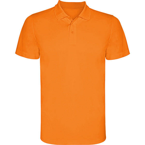 Monzha Single Colour Technical Sports  Polo Shirt  - Orange Glow
