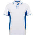Montmelo Technical Sports  Polo Shirt - White and Royal Blue
