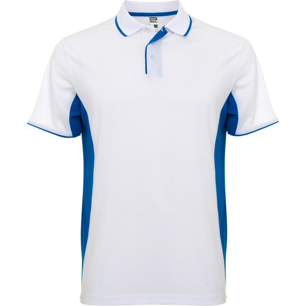 Montmelo Technical Sports  Polo Shirt - White and Royal Blue
