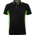 Montmelo Technical Sports  Polo Shirt - Black and Lime Green