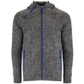 Plush knitted sweat jacket with hood and Contrast Zips - Charcoal and royal Blue