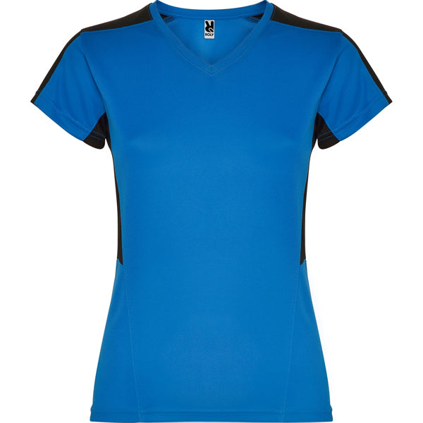 Women's V-Neck Short-Sleeve Technical t-shirt - Blue and Black