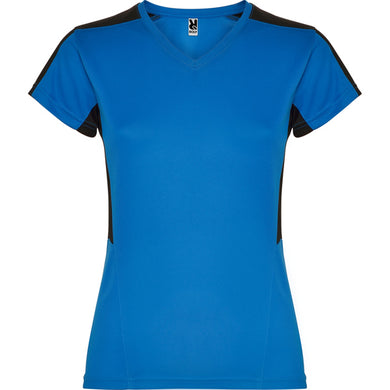 Women's V-Neck Short-Sleeve Technical t-shirt - Blue and Black