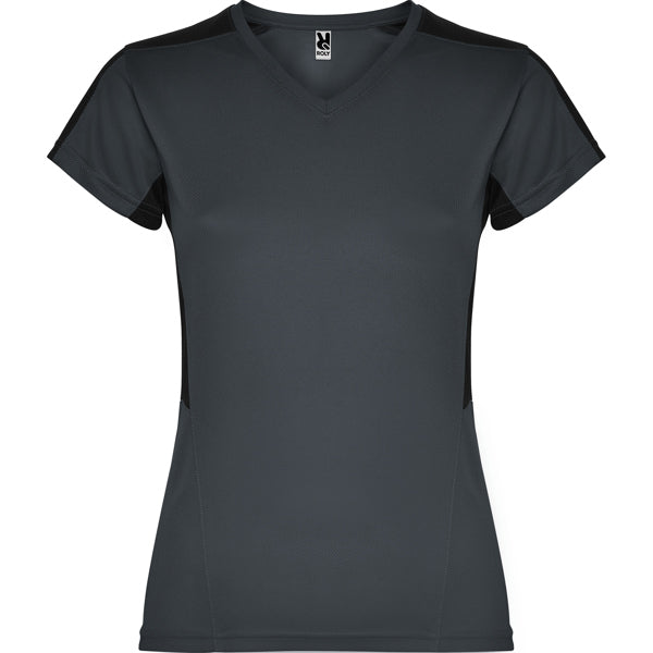 Women's V-Neck Short-Sleeve Technical t-shirt - Ebony and Black