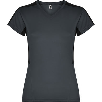 Women's V-Neck Short-Sleeve Technical t-shirt - Ebony and Black
