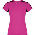 Women's V-Neck Short-Sleeve Technical t-shirt - Fuschia and Black