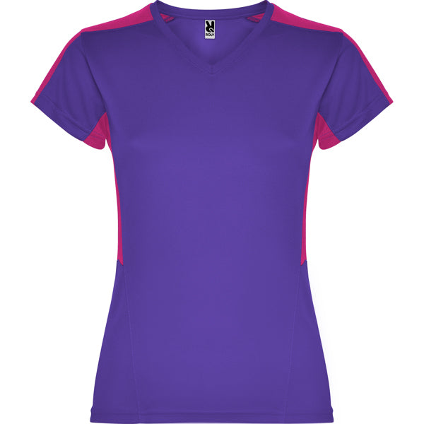 Women's V-Neck Short-Sleeve Technical t-shirt - Purple and Pink