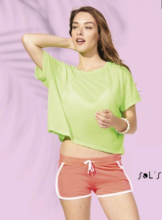 Sols Maeve Crop Top  Tee for beech Gym or Casual wear sizes S - XL - Coral Pink