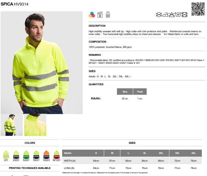 Spica Technical High-visibility sweater with half zip