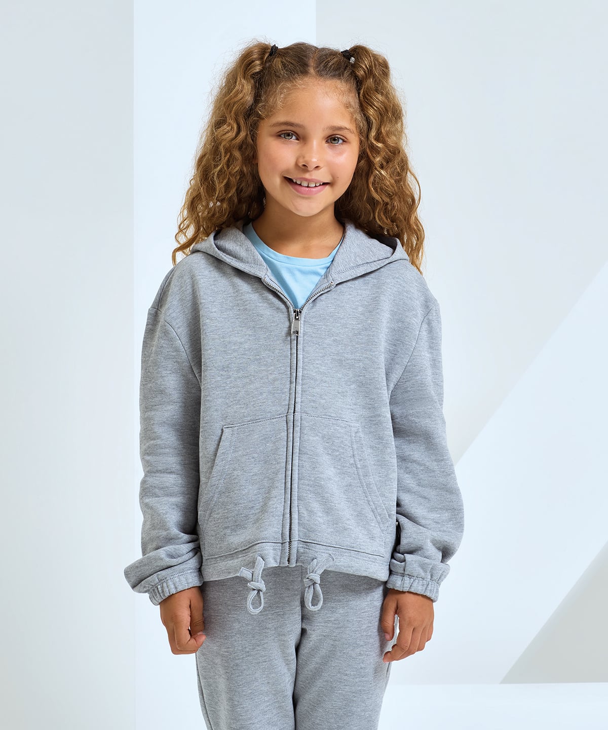 Kids TriDri® recycled cropped oversize full-zip hoodie