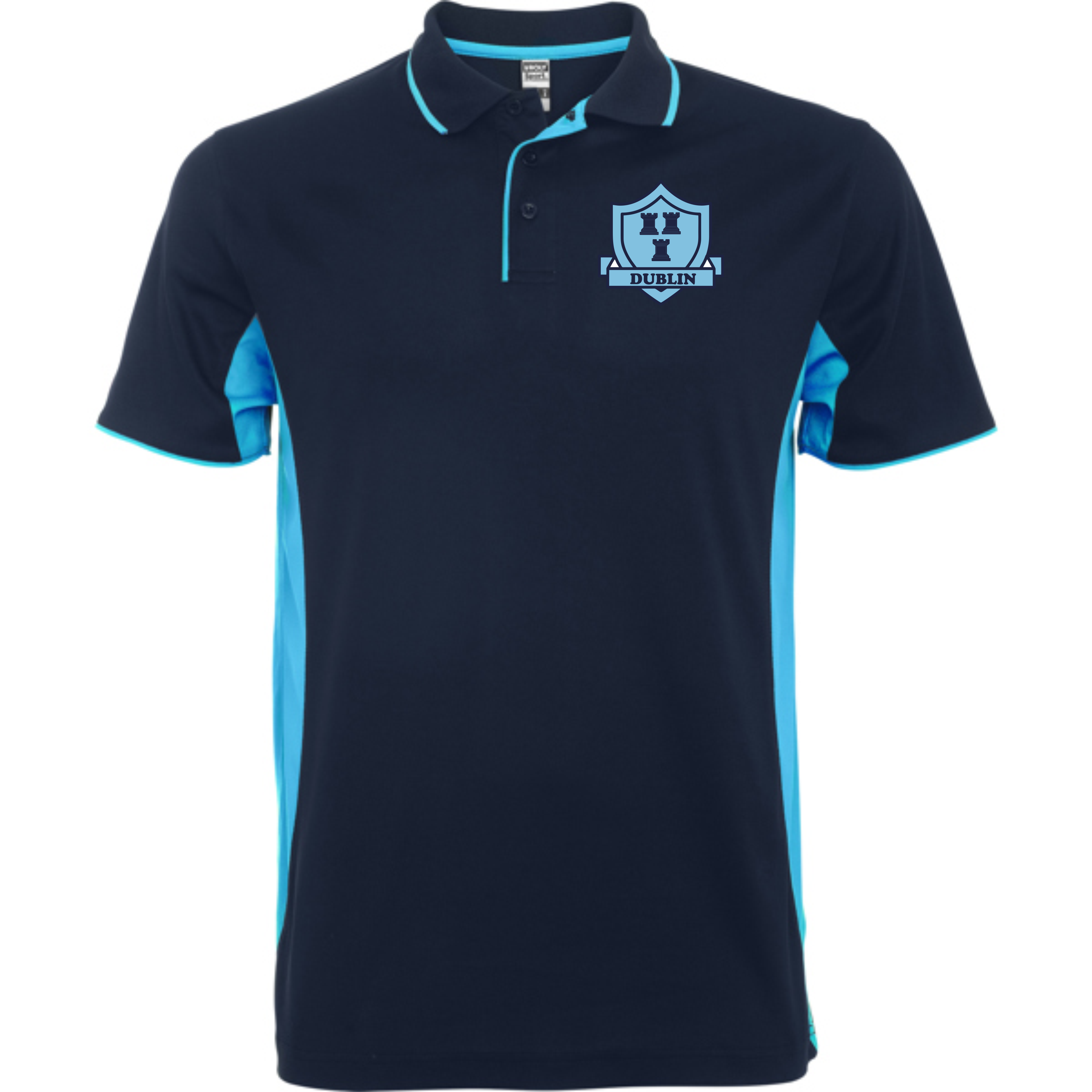 Up The Dubs Sports Polo Shirt- Navy and Sky