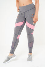 Load image into Gallery viewer, MLK Full Length Grey Leggings with Double Zip Detail and Pink Panel