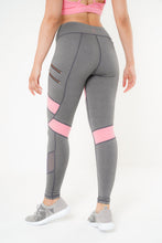 Load image into Gallery viewer, MLK Full Length Grey Leggings with Double Zip Detail and Pink Panel