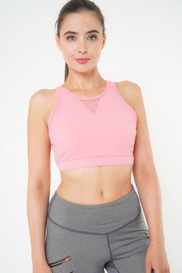 MLK Pink Sports Bra Top with 4 strap Detail