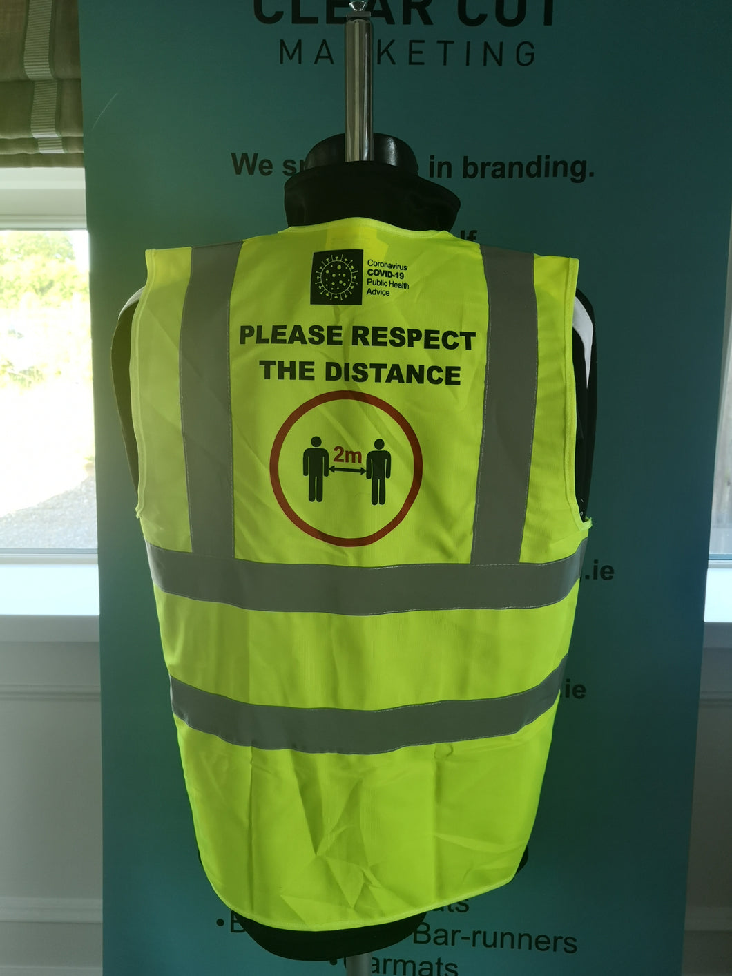 Social distancing Hi Viz Vest - 2m distance - Free company logo