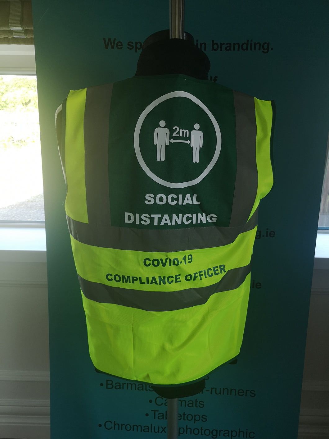 Social distancing Hi Viz Vest - covid 19 compliance officer - Free company logo