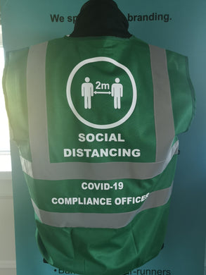 Social distancing Hi Viz Vest - covid 19 compliance officer - Free company logo