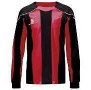Load image into Gallery viewer, Full Set  Numbers Printed 1-17 Red and Black Stripes  Long Sleeved Jersey Aged 13-14