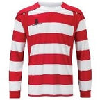 Full Set  Numbers Printed 1-15 Red and White Hoops  Long Sleeved Jersey Sized XL